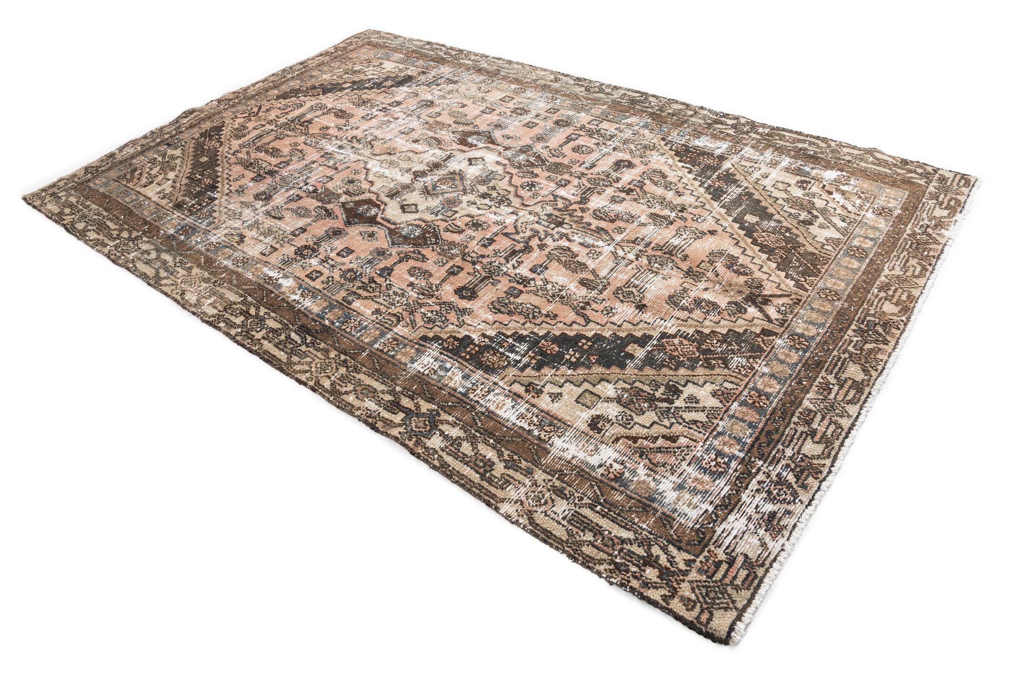 6' 2 x 10' Hand Knotted Ultra Vintage Persian Wool Rug