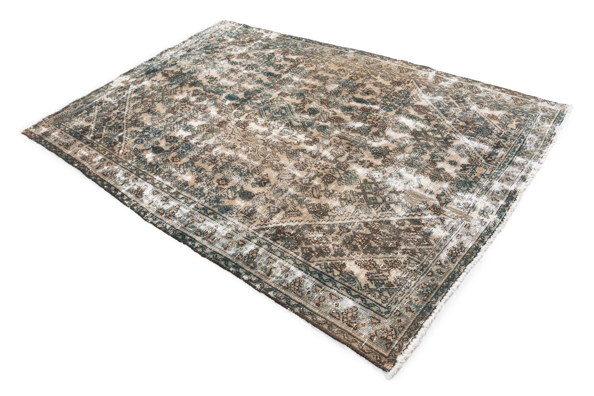 5' 8 x 8' 3 Hand Knotted Ultra Vintage Persian Wool Rug