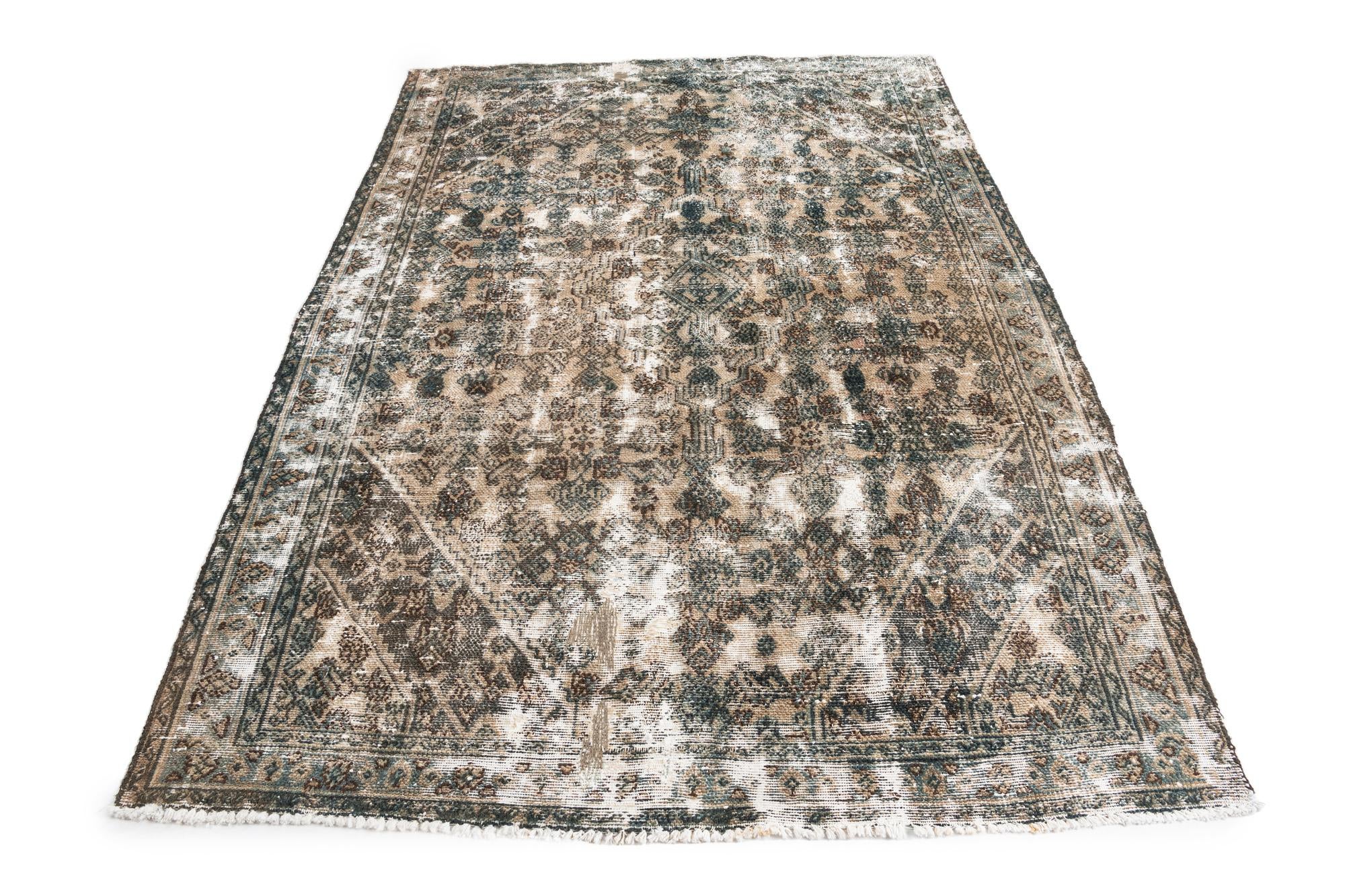 5' 8 x 8' 3 Hand Knotted Ultra Vintage Persian Wool Rug