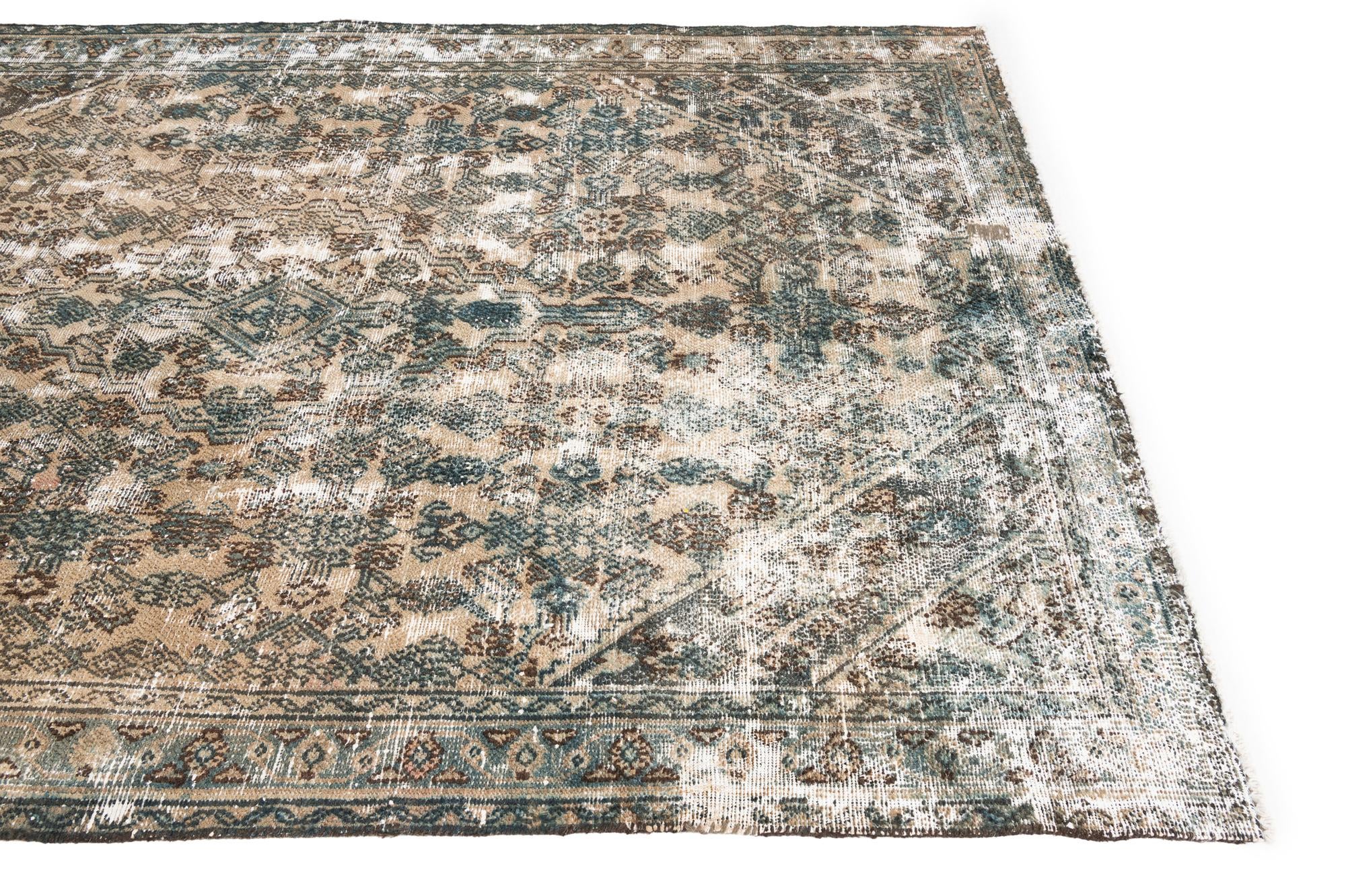 5' 8 x 8' 3 Hand Knotted Ultra Vintage Persian Wool Rug