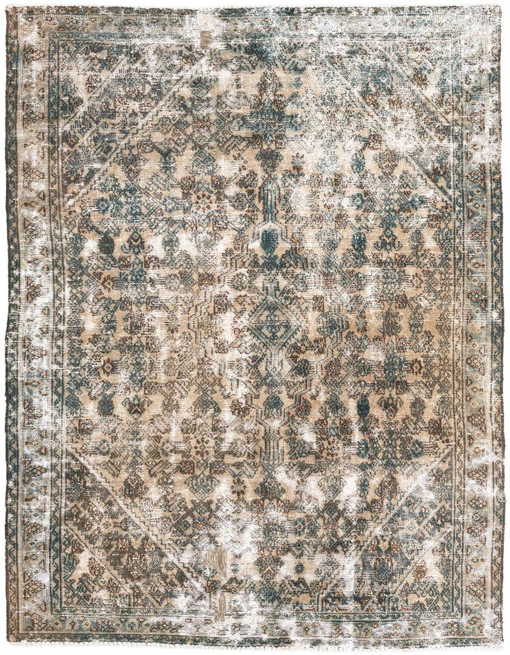 Detail image of 5' 8 x 8' 3 Hand Knotted Ultra Vintage Persian Wool Rug