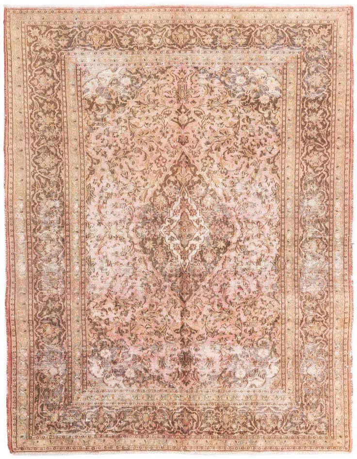 Detail image of 6' 7 x 9' 7 Hand Knotted Ultra Vintage Persian Wool Rug
