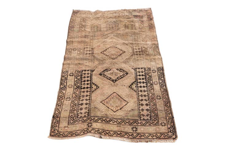 Detail image of 2' 6 x 4' Hand Knotted Ultra Vintage Persian Wool Rug