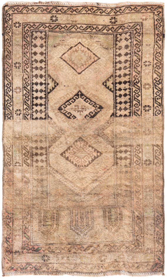 Detail image of 2' 6 x 4' Hand Knotted Ultra Vintage Persian Wool Rug
