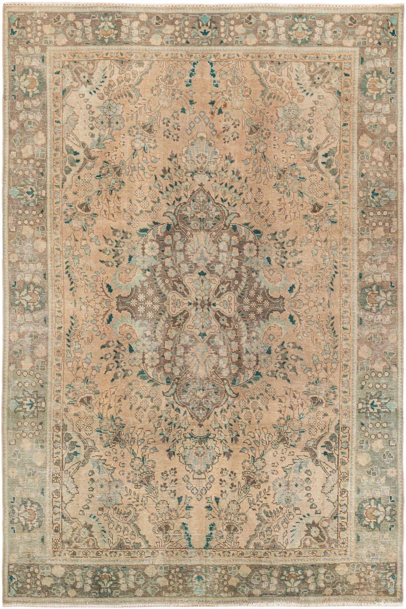 6' 2 x 9' 4 Hand Knotted Ultra Vintage Persian Wool Rug
