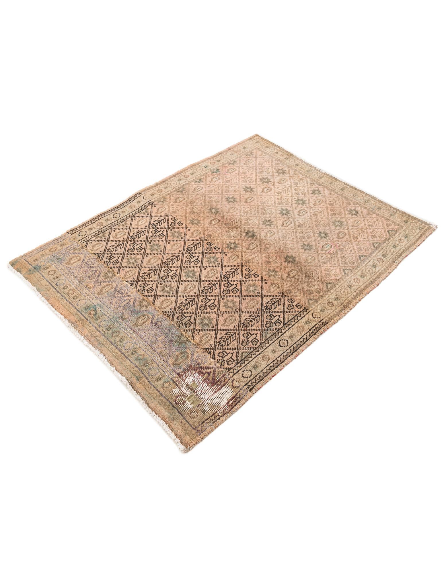 3' 5 x 4' 4 Hand Knotted Ultra Vintage Persian Wool Rug