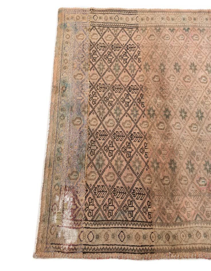 Detail image of 3' 5 x 4' 4  Hand Knotted Ultra Vintage Persian Wool Rug