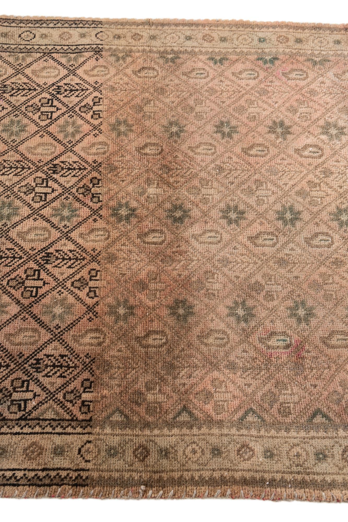 3' 5 x 4' 4 Hand Knotted Ultra Vintage Persian Wool Rug