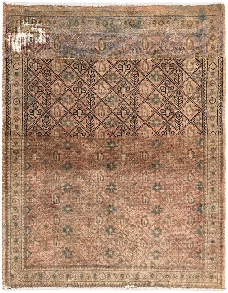 Detail image of 3' 5 x 4' 4 Hand Knotted Ultra Vintage Persian Wool Rug
