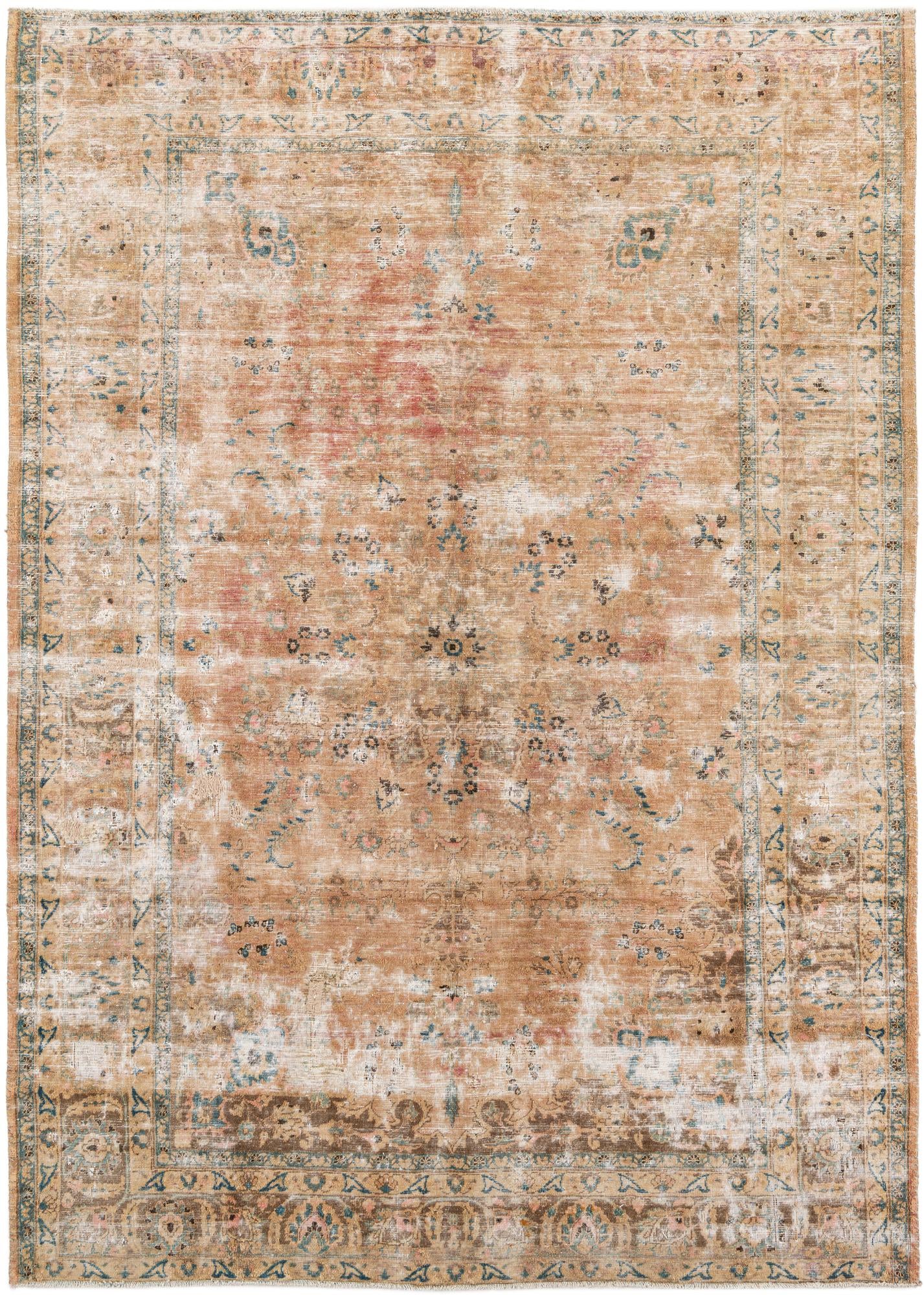 6' 7 x 9' 3 Hand Knotted Ultra Vintage Persian Wool Rug