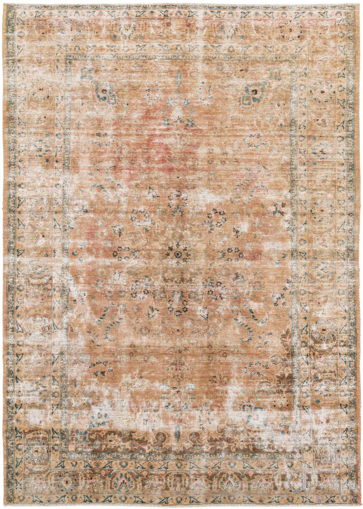 6' 7 x 9' 3 Hand Knotted Ultra Vintage Persian Wool Rug