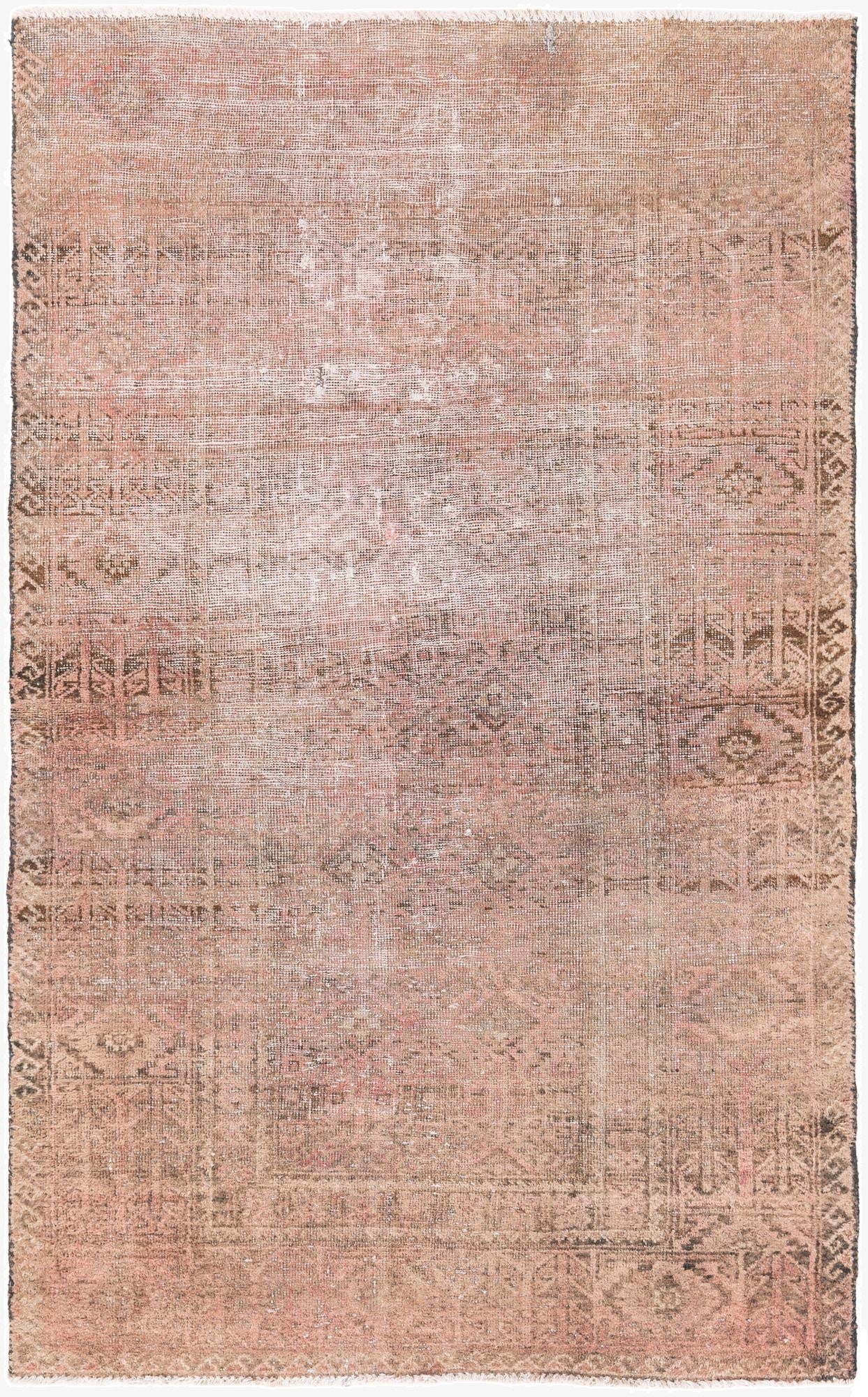 3' 9 x 6' 1  Hand Knotted Ultra Vintage Persian Wool Rug