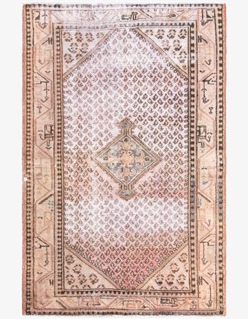 4' 7 x 7' Hand Knotted Ultra Vintage Persian Wool Rug