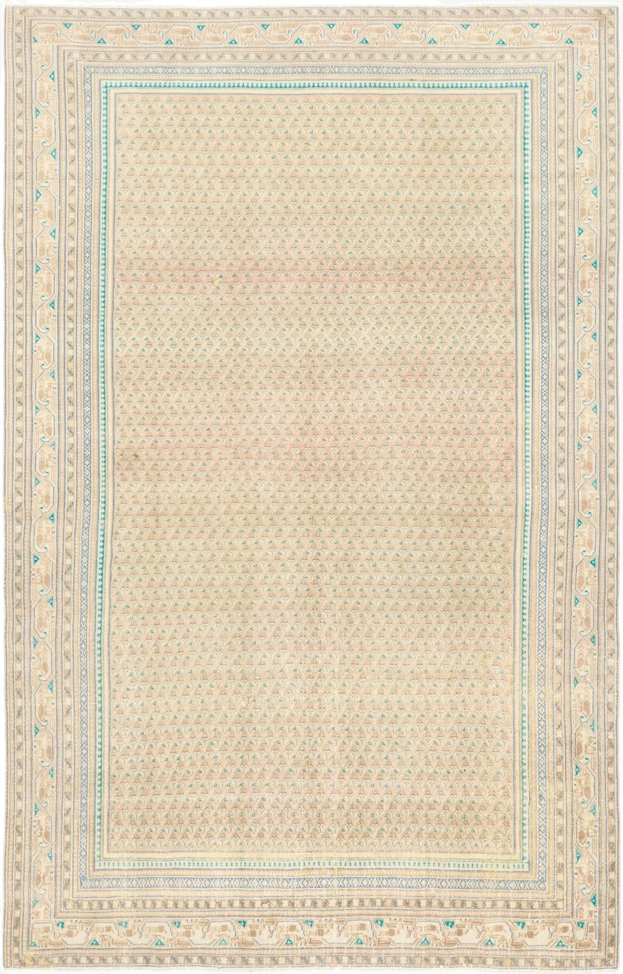 6' x 9' 6  Hand Knotted Ultra Vintage Persian Wool Rug