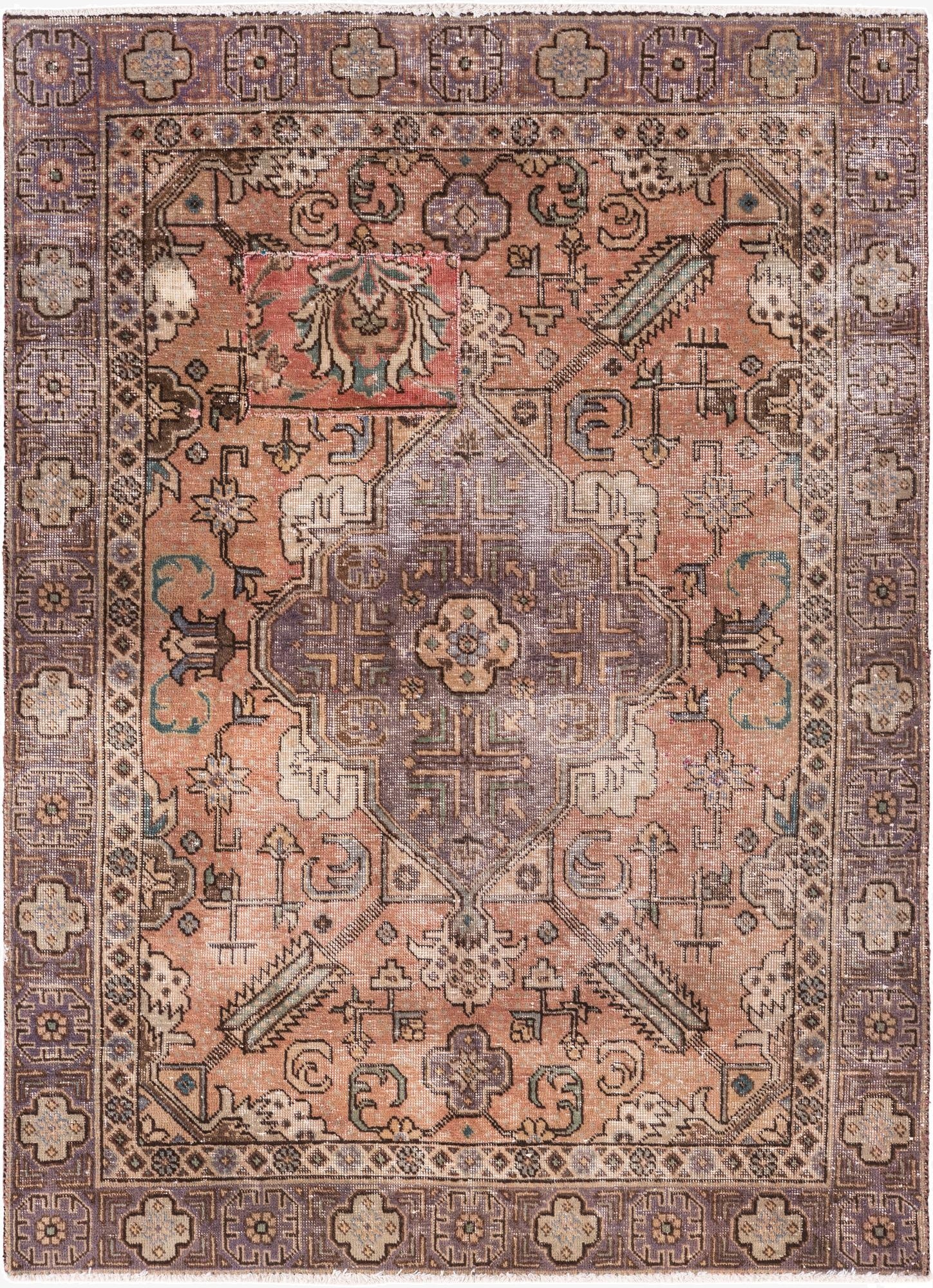 4' 4 x 6'  Hand Knotted Ultra Vintage Persian Wool Rug