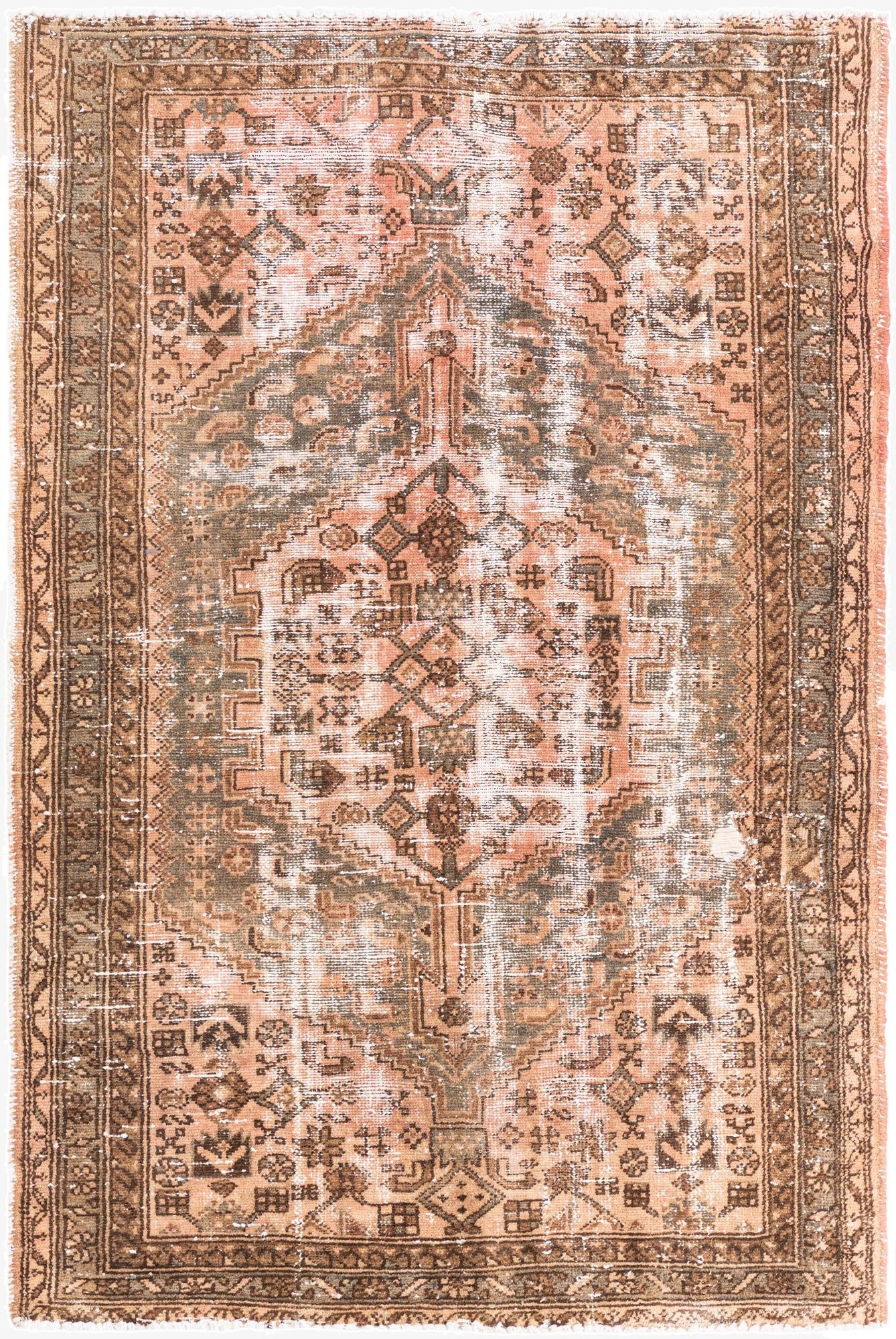 4' 1 x 6' 2  Hand Knotted Ultra Vintage Persian Wool Rug