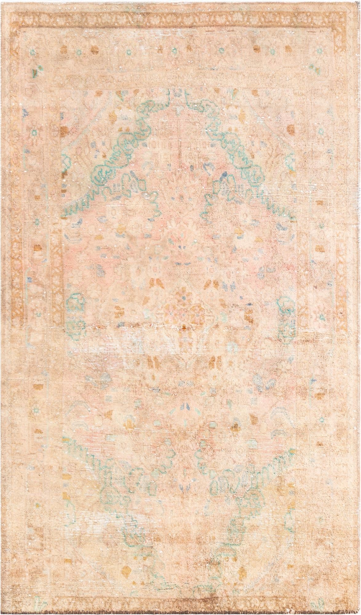 4' 1 x 6' 8  Hand Knotted Ultra Vintage Persian Wool Rug