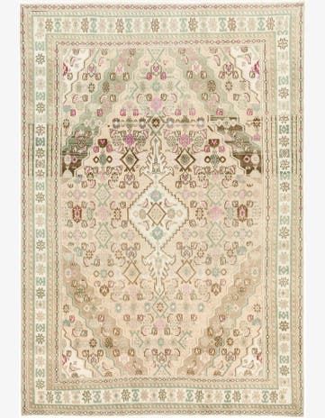 6' 8 x 9' 6 Hand Knotted Ultra Vintage Persian Wool Rug