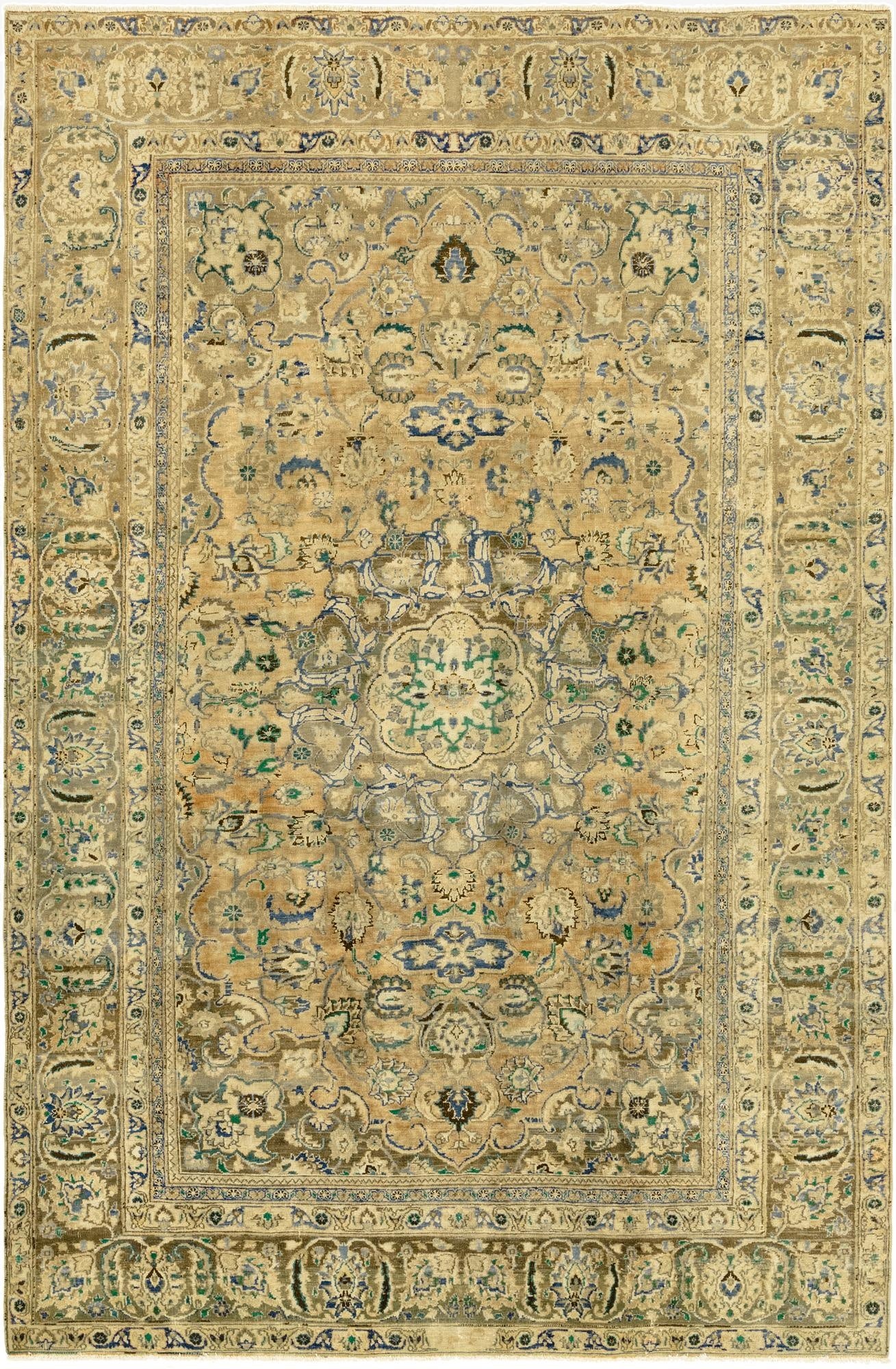 7' x 10' 8  Hand Knotted Ultra Vintage Persian Wool Rug