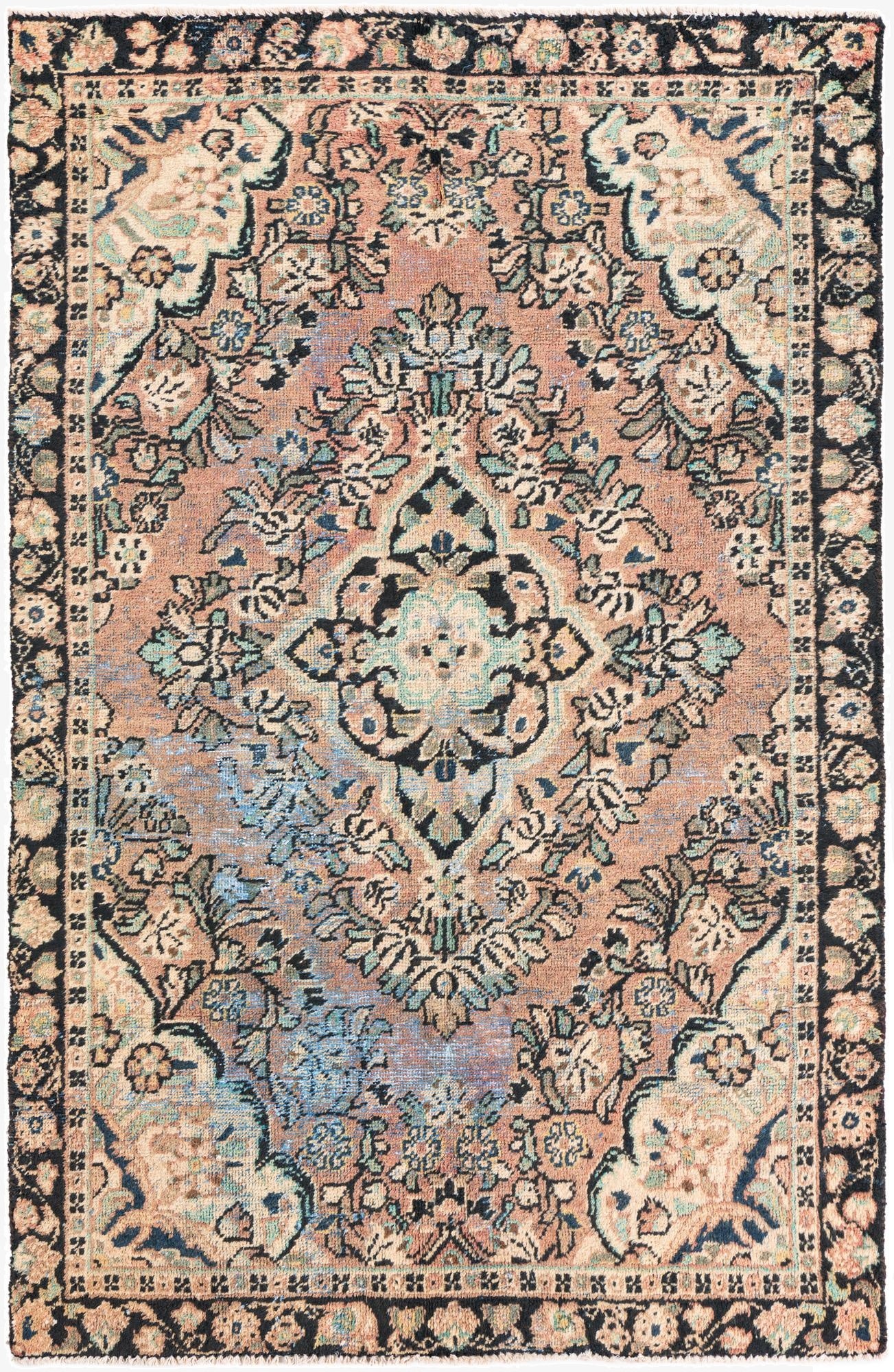 4' x 6' 3  Hand Knotted Ultra Vintage Persian Wool Rug