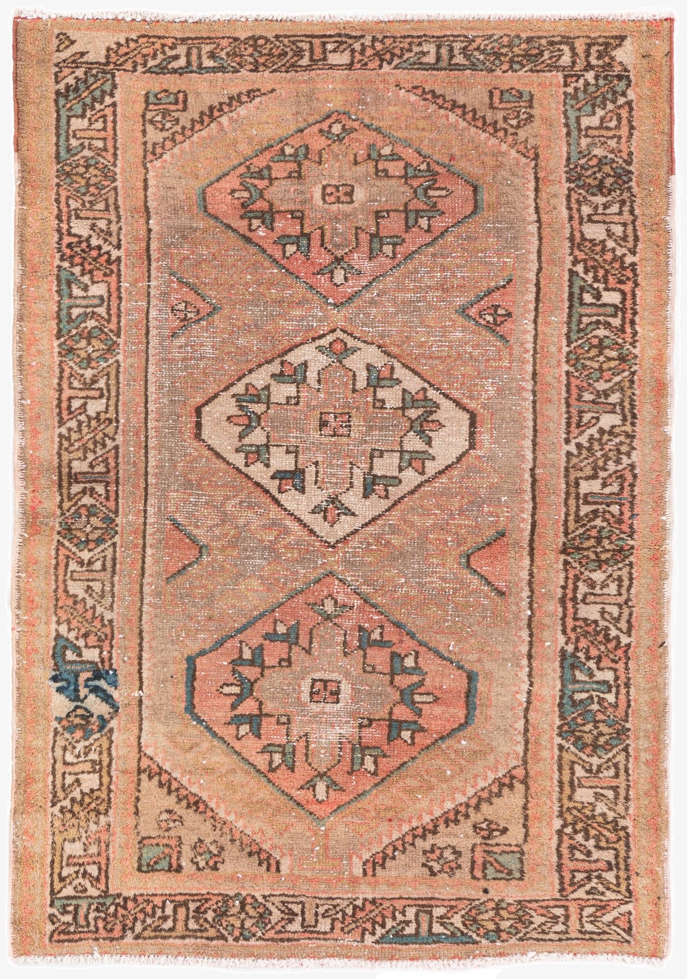 3' 2 x 4' 7  Hand Knotted Ultra Vintage Persian Wool Rug