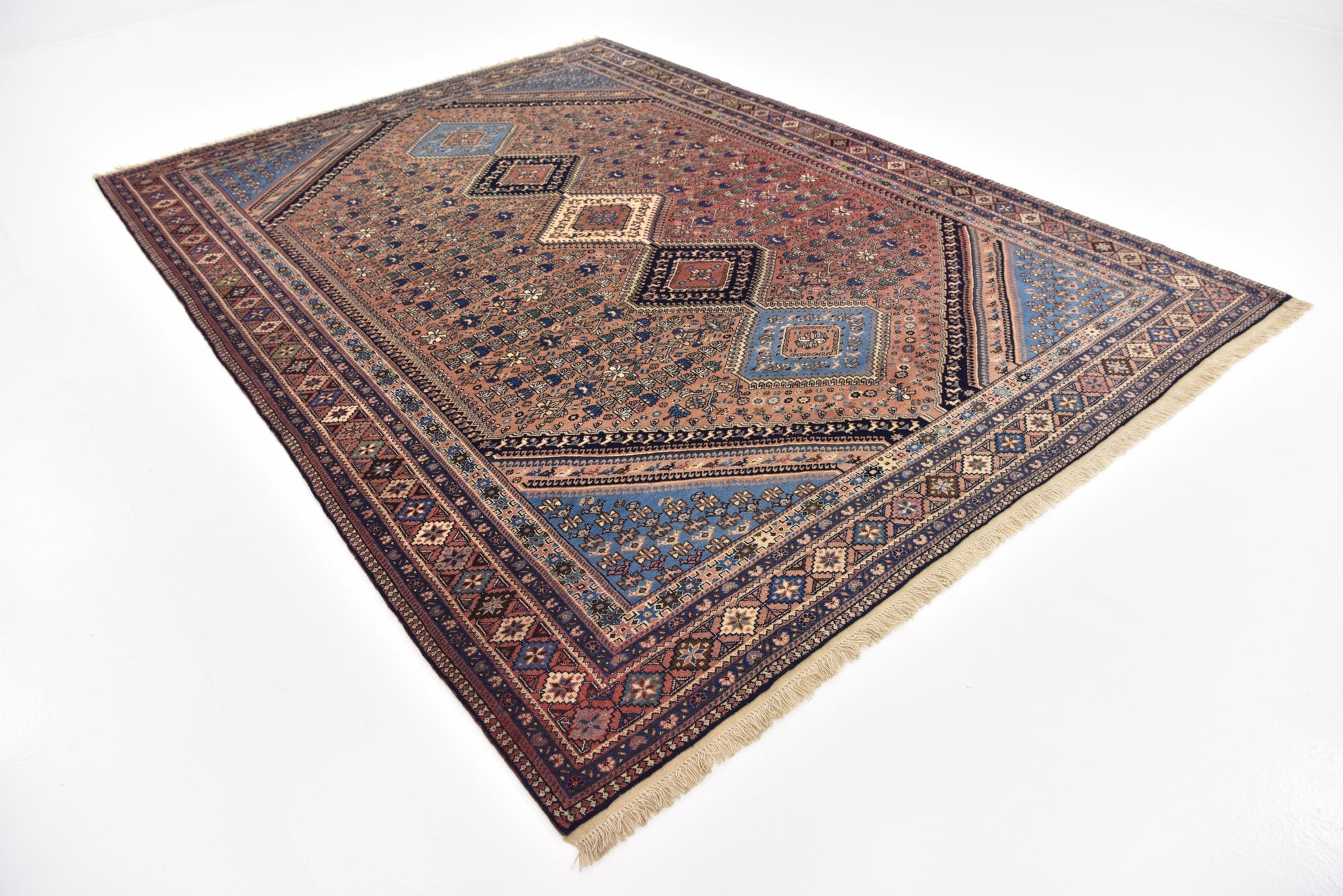 7' x 9' 7 Hand Knotted Yalameh Persian Wool Rug