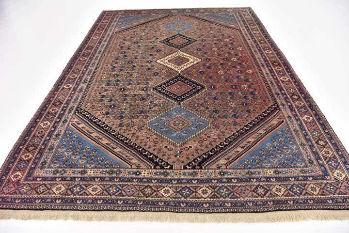7' x 9' 7 Hand Knotted Yalameh Persian Wool Rug