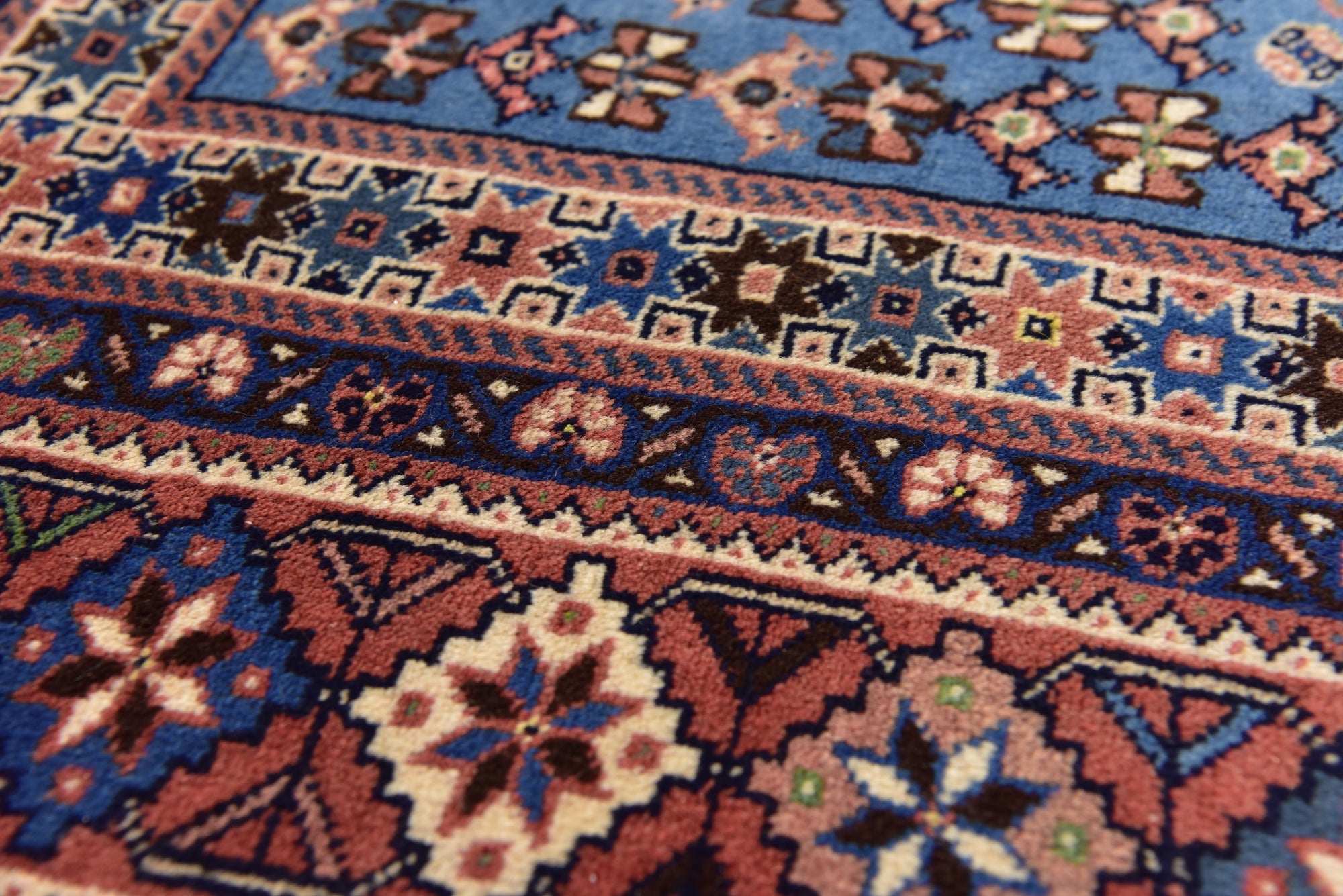 7' x 9' 7 Hand Knotted Yalameh Persian Wool Rug