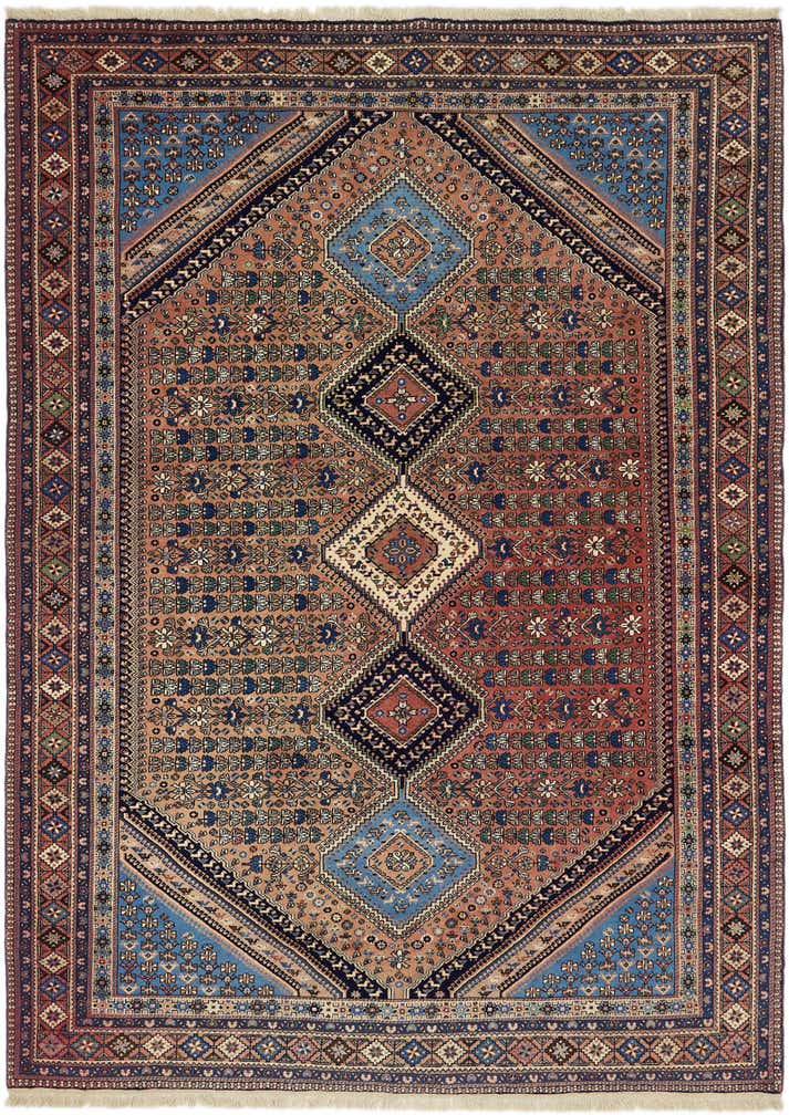 7' x 9' 7 Hand Knotted Yalameh Persian Wool Rug