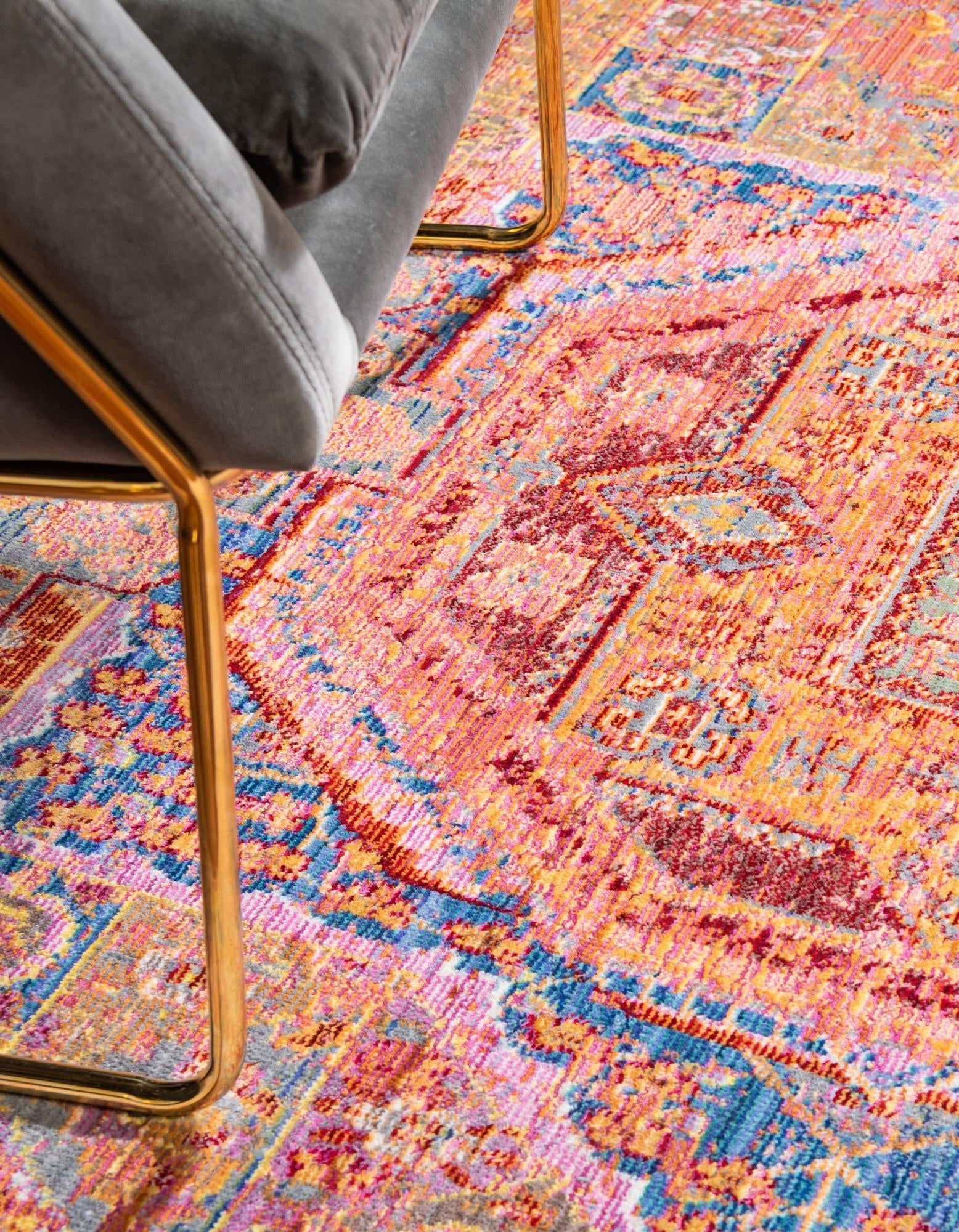 5' 3 x 5' 3 Aqua Round Rug