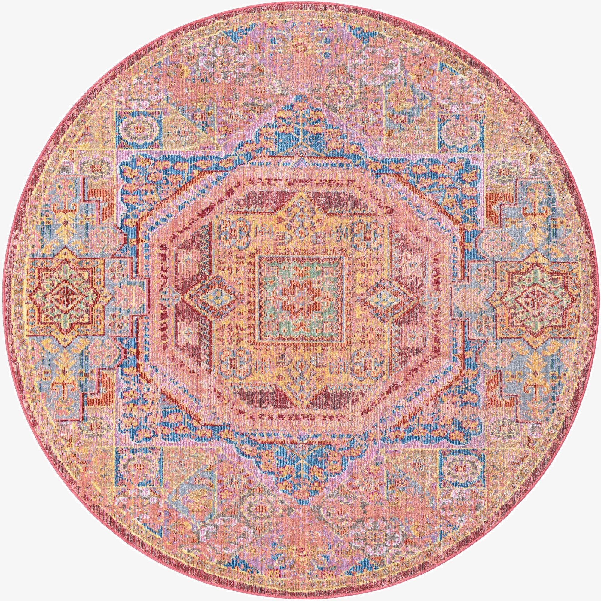 5' 3 x 5' 3 Aqua Round Rug