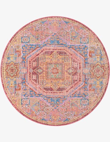 5' 3 x 5' 3 Aqua Round Rug