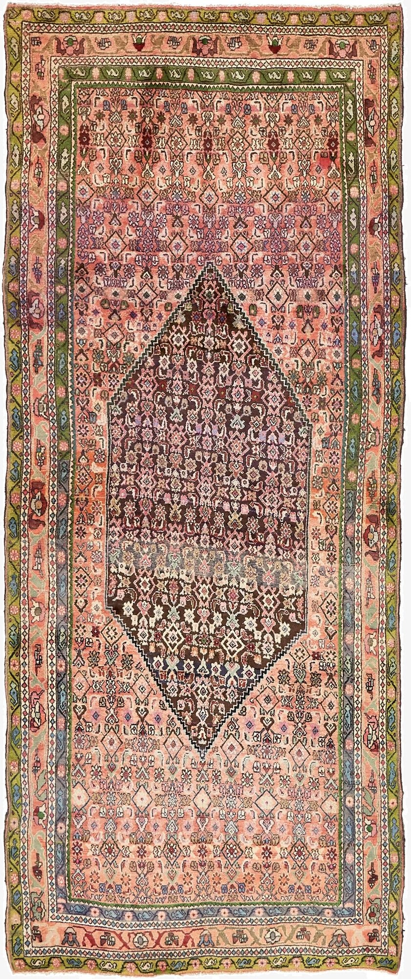 4' 7 x 9' 9  Hand Knotted Bidjar Persian Wool Runner Rug