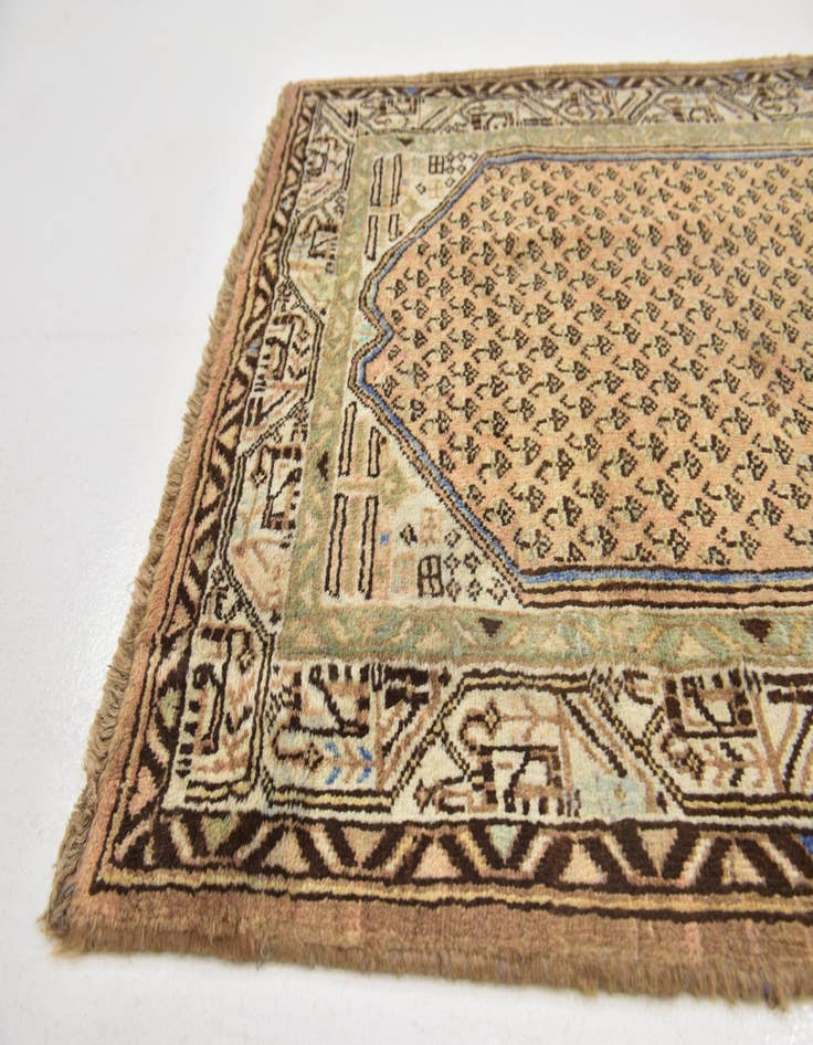 Detail image of 3' 8 x 10' 4 Hand Knotted Botemir Persian Wool Runner Rug