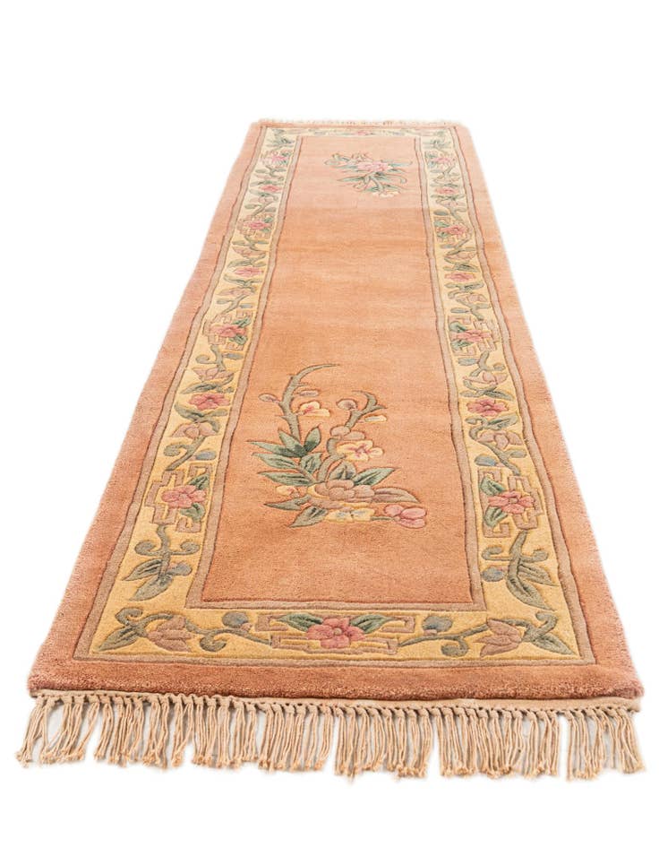 Detail image of 2' 4 x 9' 6  Hand Knotted Carved Pekin Wool Runner Rug