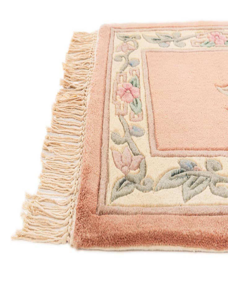 Detail image of 2' 4 x 9' 6  Hand Knotted Carved Pekin Wool Runner Rug