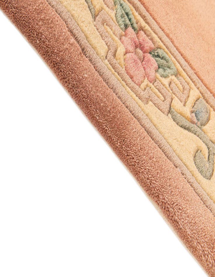 Detail image of 2' 4 x 9' 6  Hand Knotted Carved Pekin Wool Runner Rug