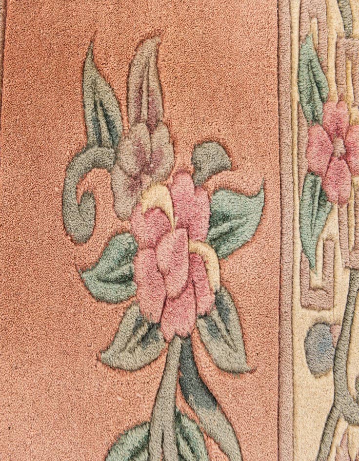 Detail image of 2' 4 x 9' 6  Hand Knotted Carved Pekin Wool Runner Rug