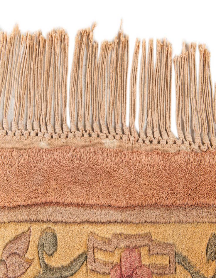 Detail image of 2' 4 x 9' 6  Hand Knotted Carved Pekin Wool Runner Rug