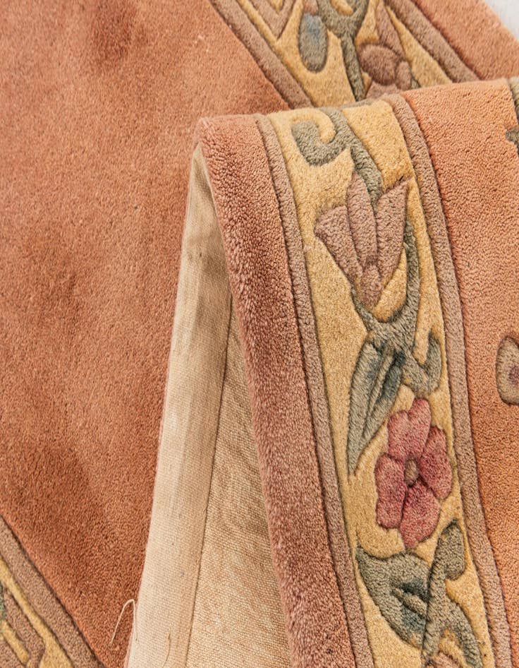 Detail image of 2' 4 x 9' 6  Hand Knotted Carved Pekin Wool Runner Rug