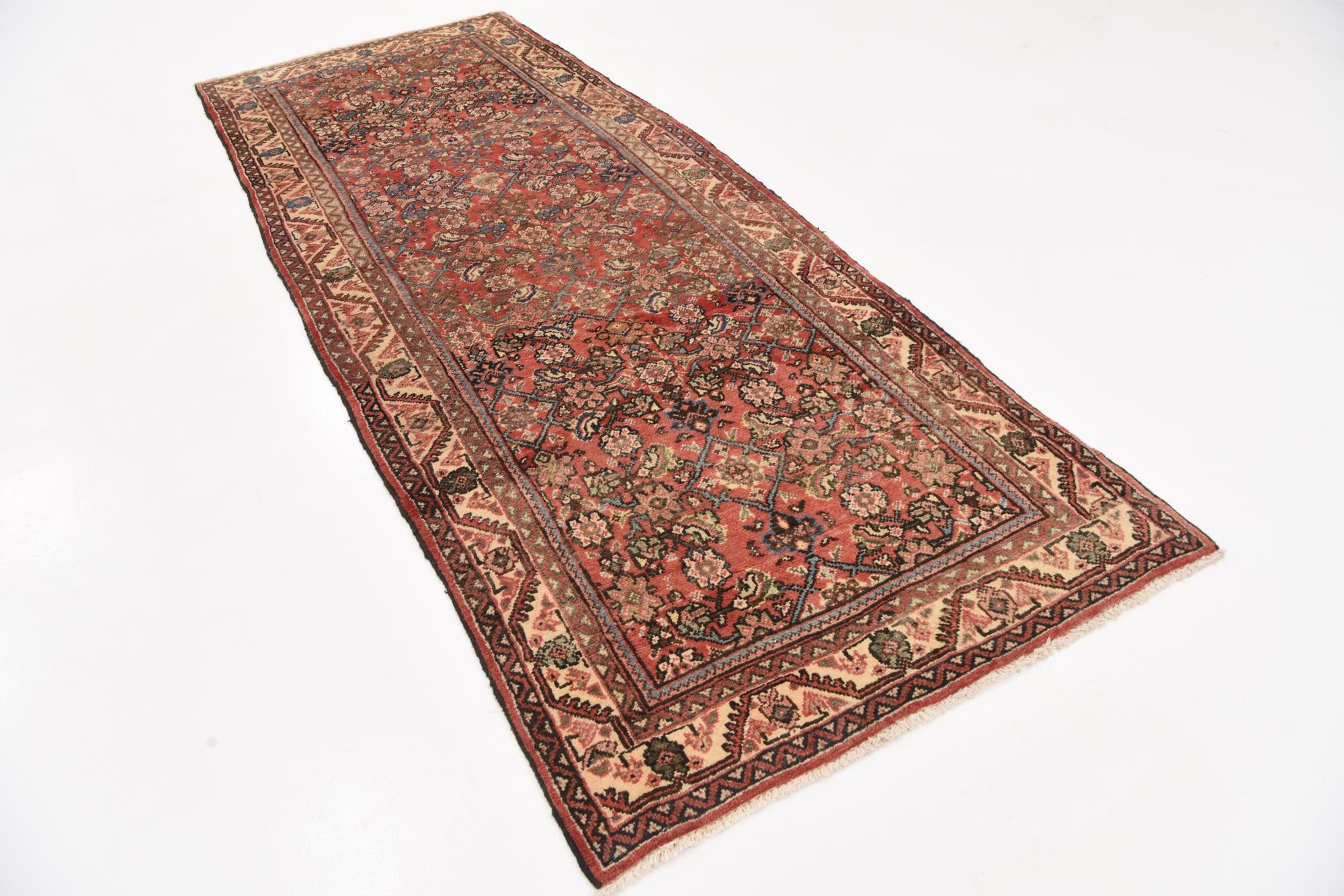 3' 10 x 9' 9 Hand Knotted Farahan Persian Wool Runner Rug