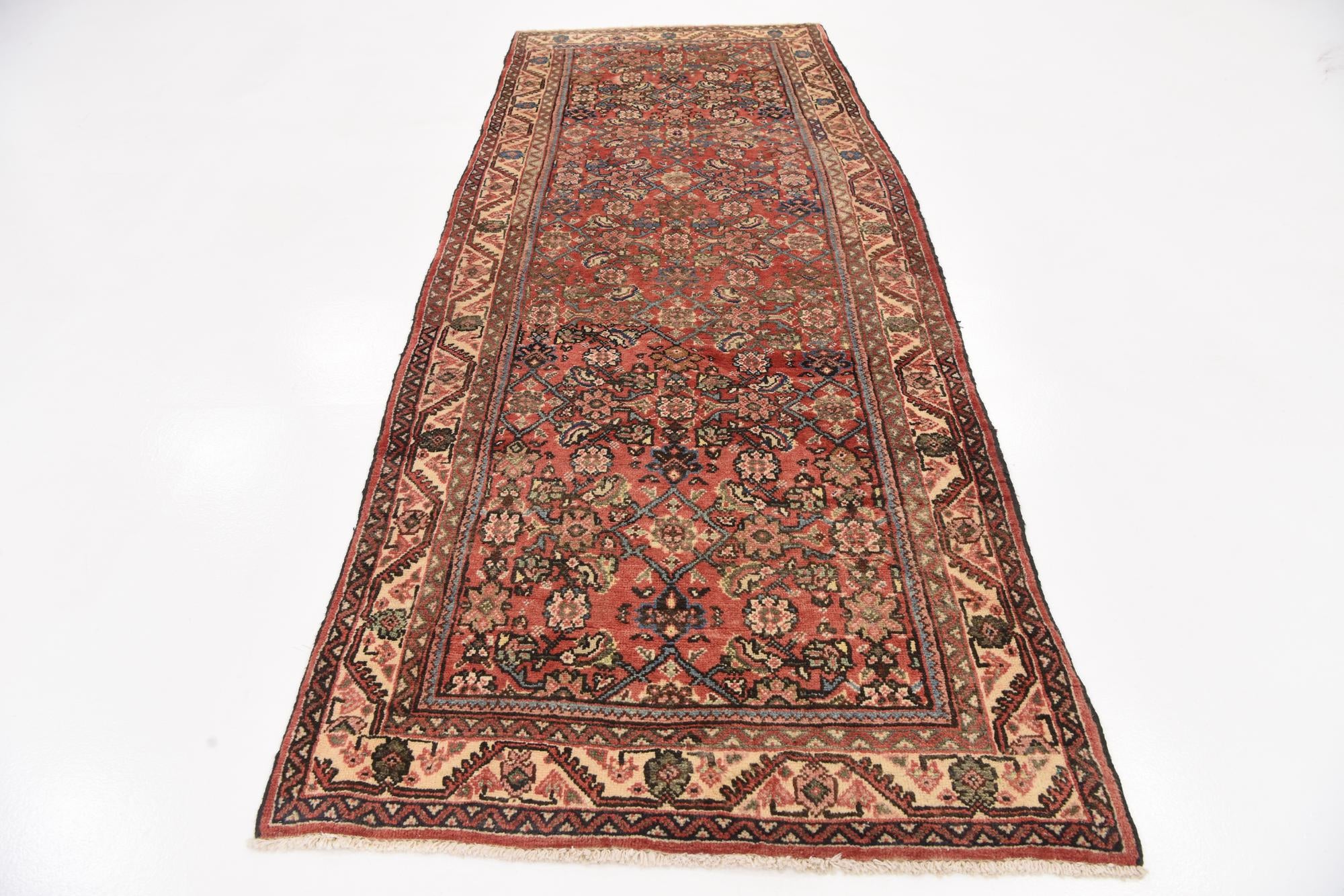 3' 10 x 9' 9 Hand Knotted Farahan Persian Wool Runner Rug