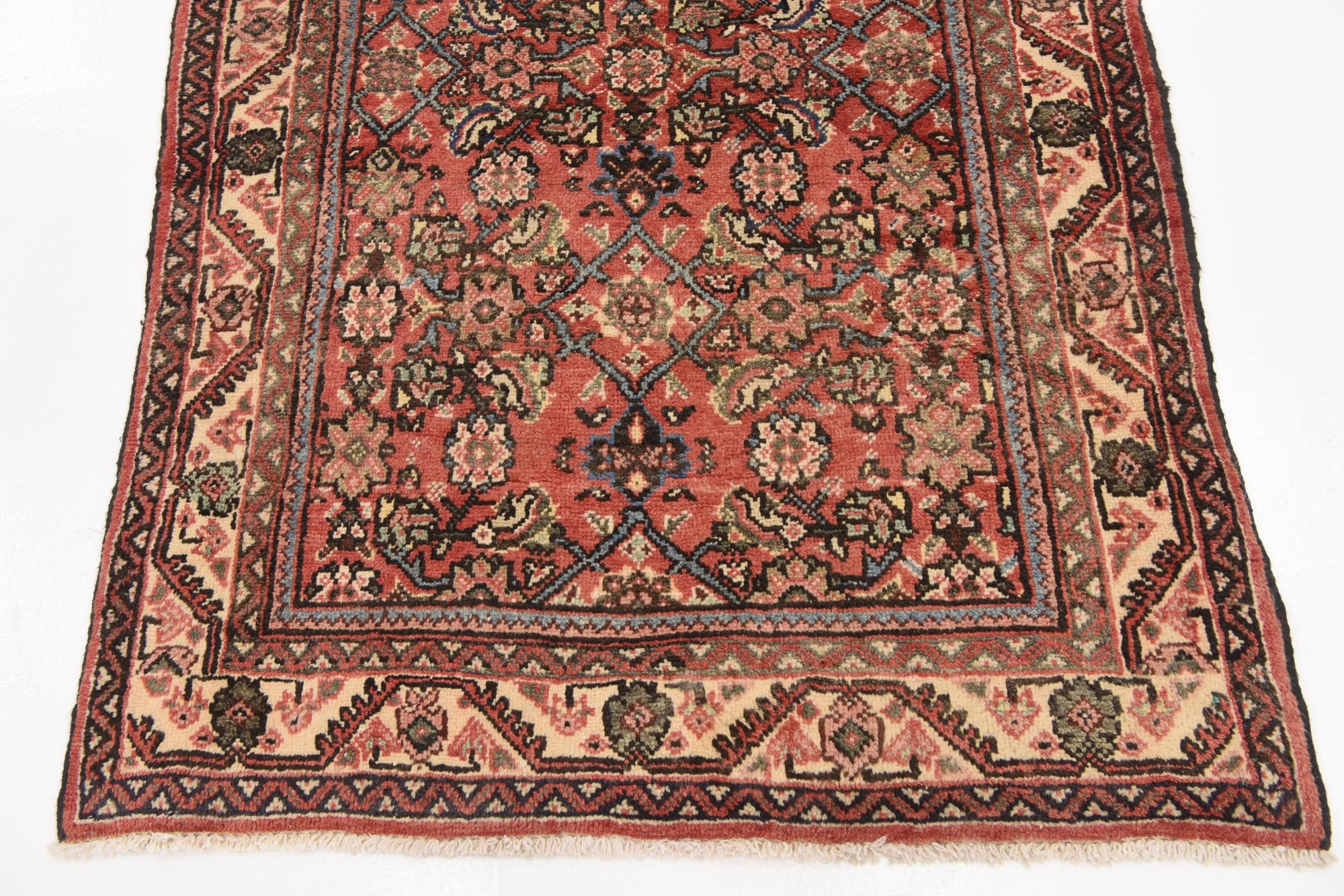 3' 10 x 9' 9 Hand Knotted Farahan Persian Wool Runner Rug
