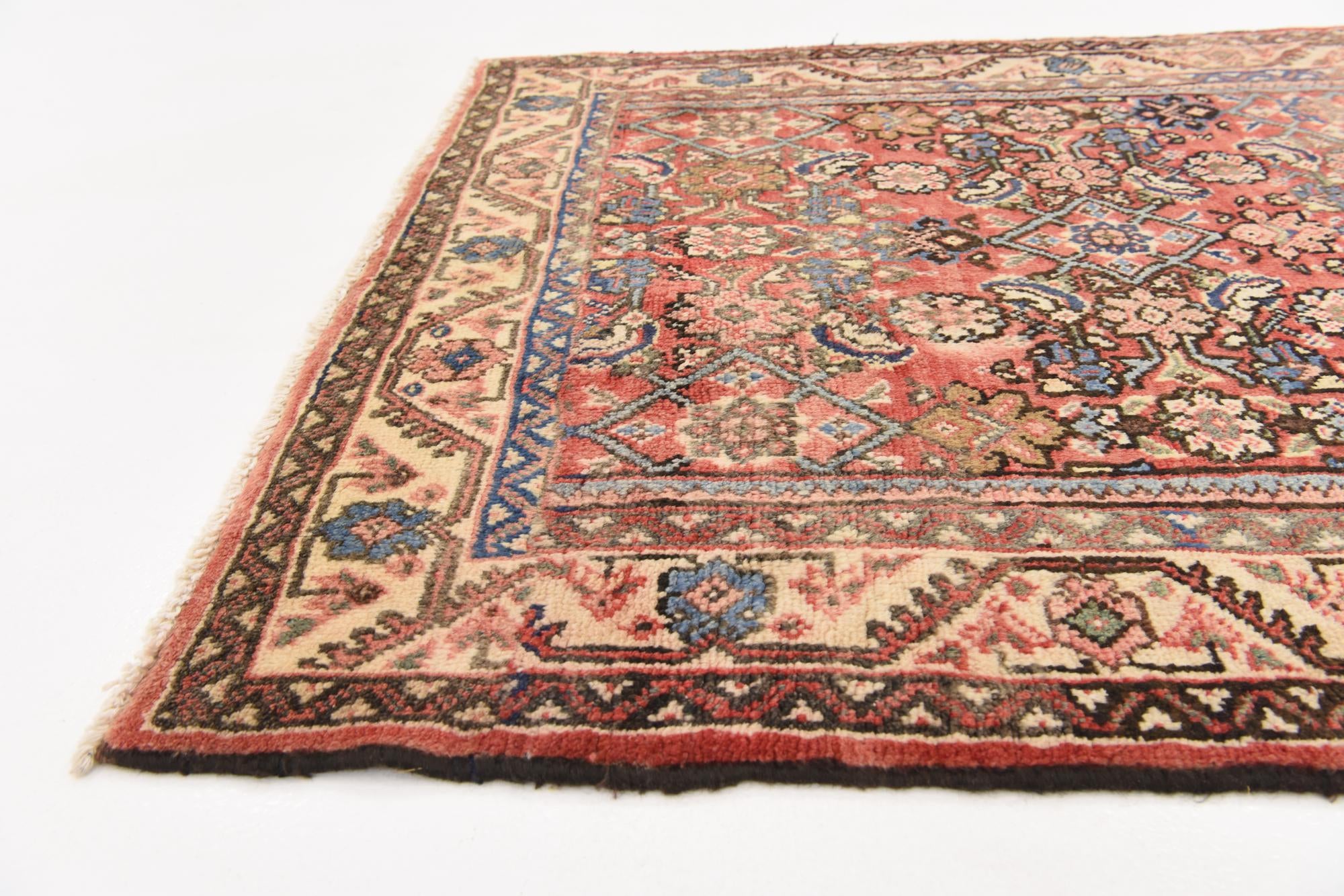3' 10 x 9' 9 Hand Knotted Farahan Persian Wool Runner Rug