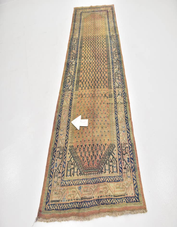 Detail image of 3' 6 x 10' 2 Hand Knotted Farahan Persian Wool Runner Rug