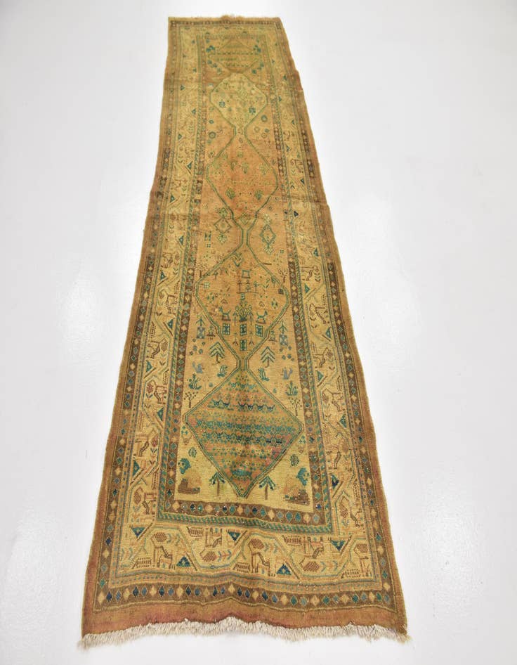 Detail image of 3' 5 x 10' Hand Knotted Farahan Persian Wool Runner Rug