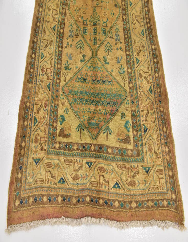 Detail image of 3' 5 x 10' Hand Knotted Farahan Persian Wool Runner Rug
