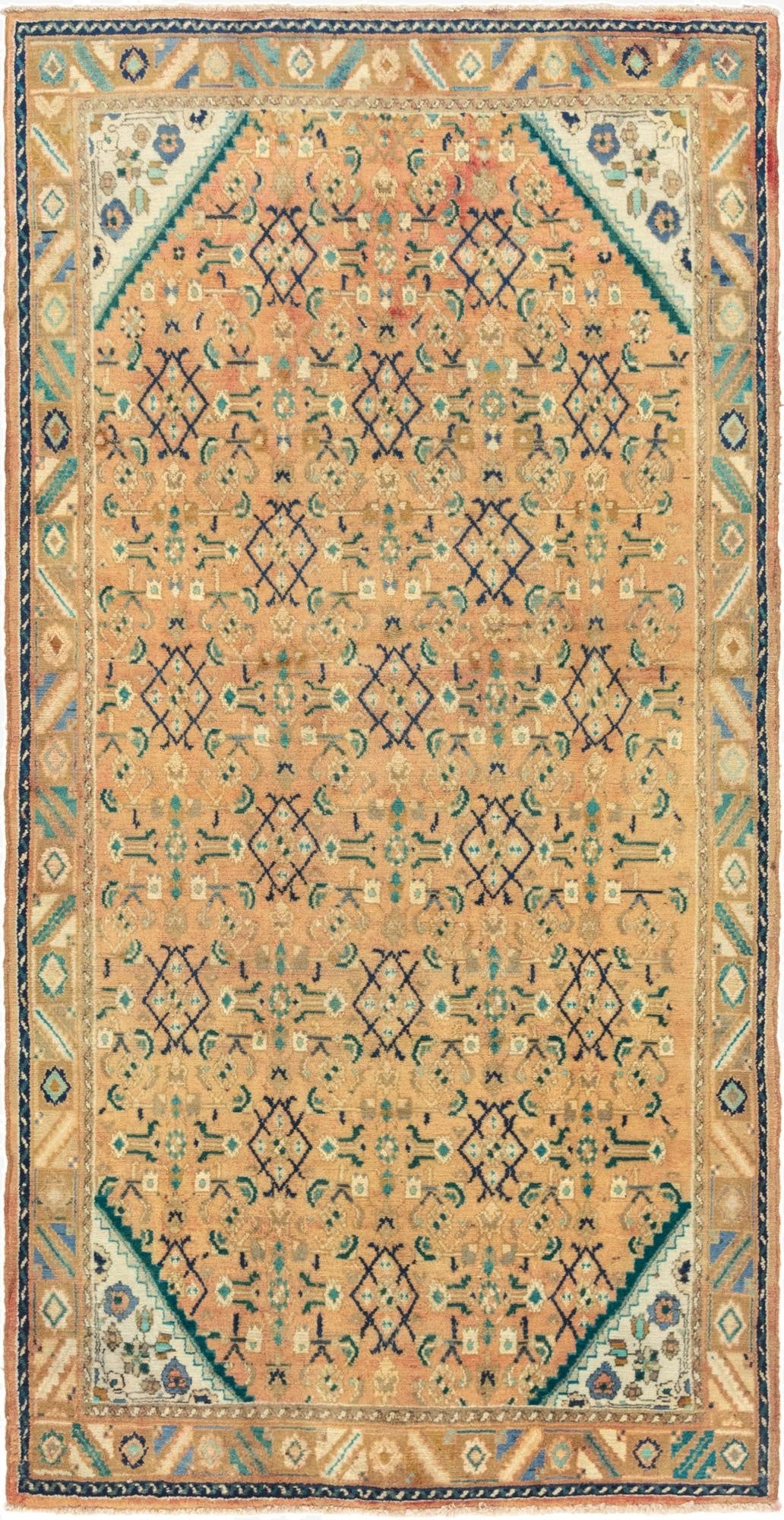 4' 9 x 9' 7  Hand Knotted Farahan Persian Wool Runner Rug