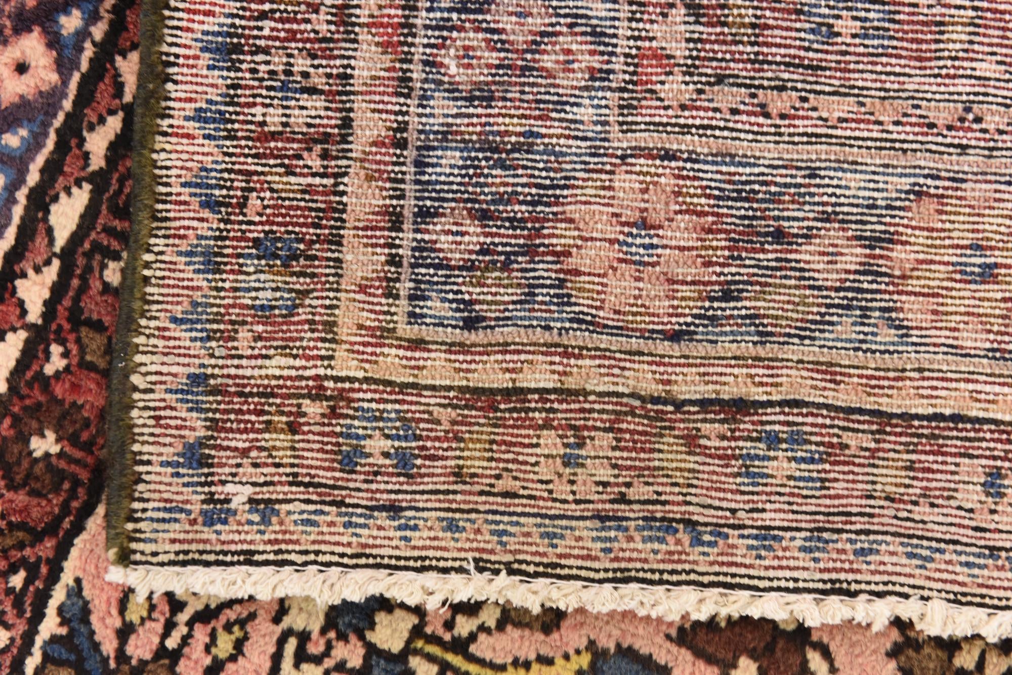 3' 8 x 10' 3 Hand Knotted Hossainabad Persian Wool Runner Rug