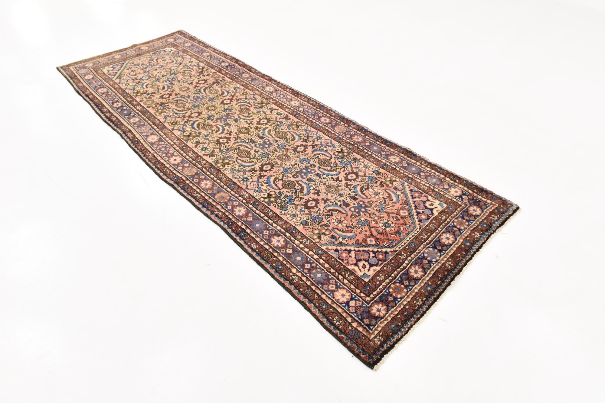 3' 8 x 10' 3 Hand Knotted Hossainabad Persian Wool Runner Rug